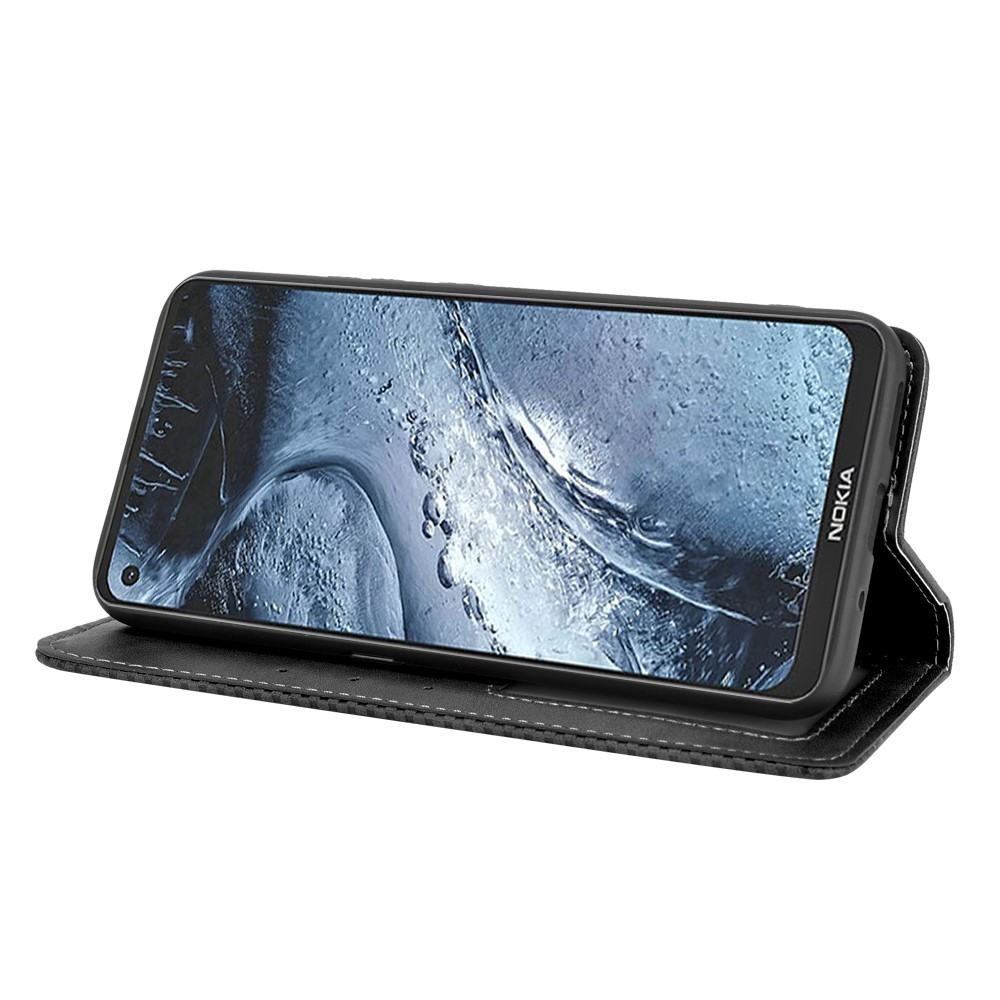 Magnetic Vintage Style Phone Case Wallet Stand Leather Cover for Nokia 7.3 - Black-6