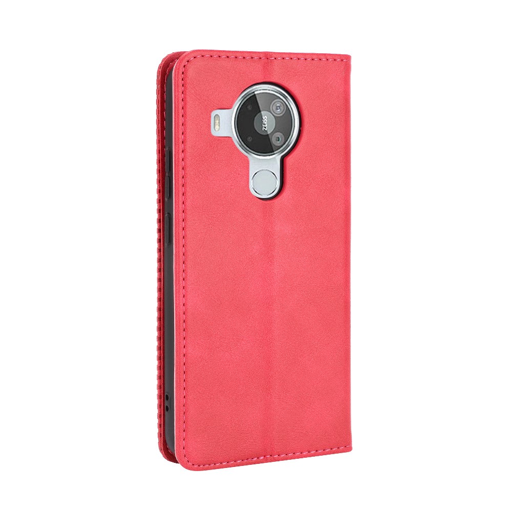 Magnetic Vintage Style Phone Case Wallet Stand Leather Cover for Nokia 7.3 - Red-3
