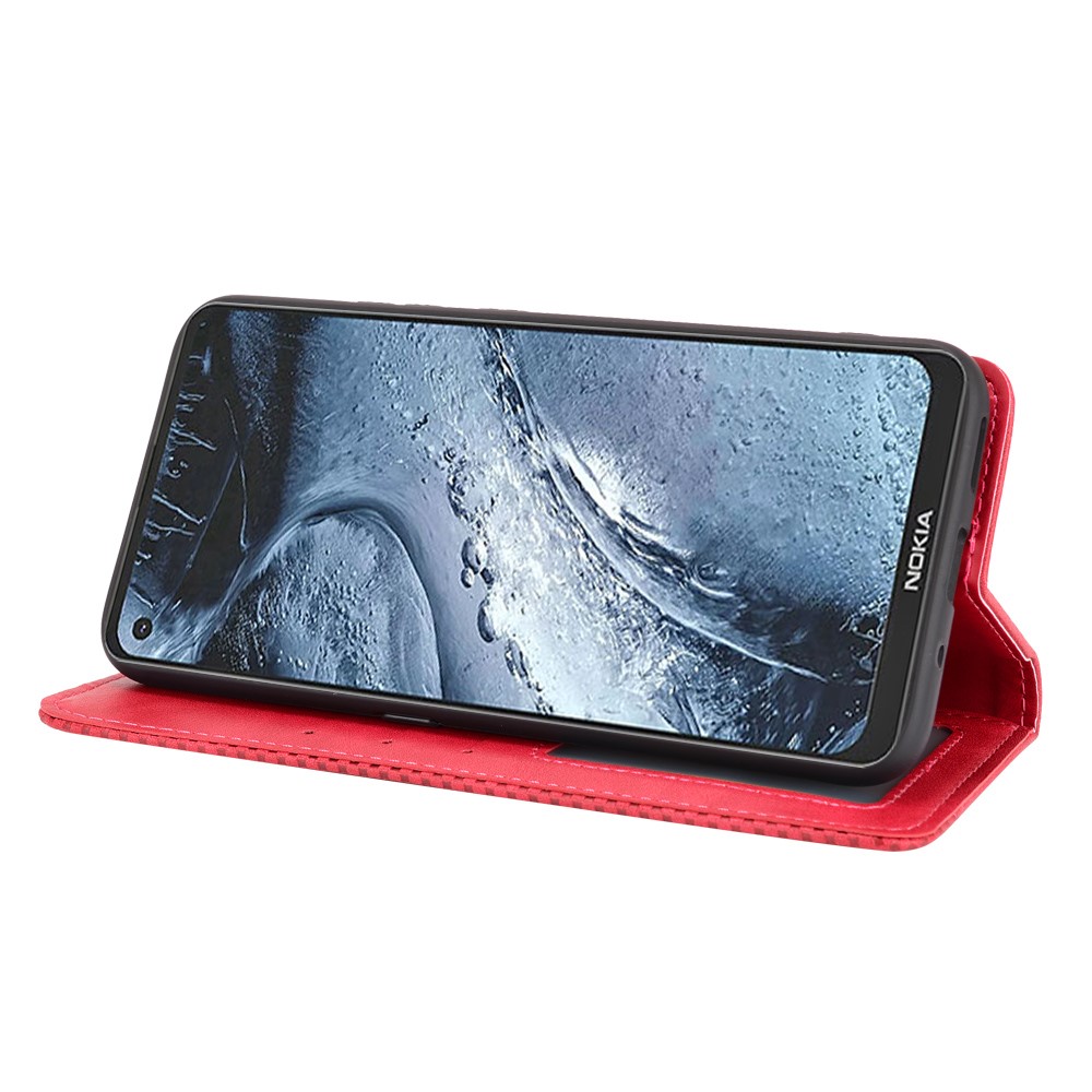 Magnetic Vintage Style Phone Case Wallet Stand Leather Cover for Nokia 7.3 - Red-6