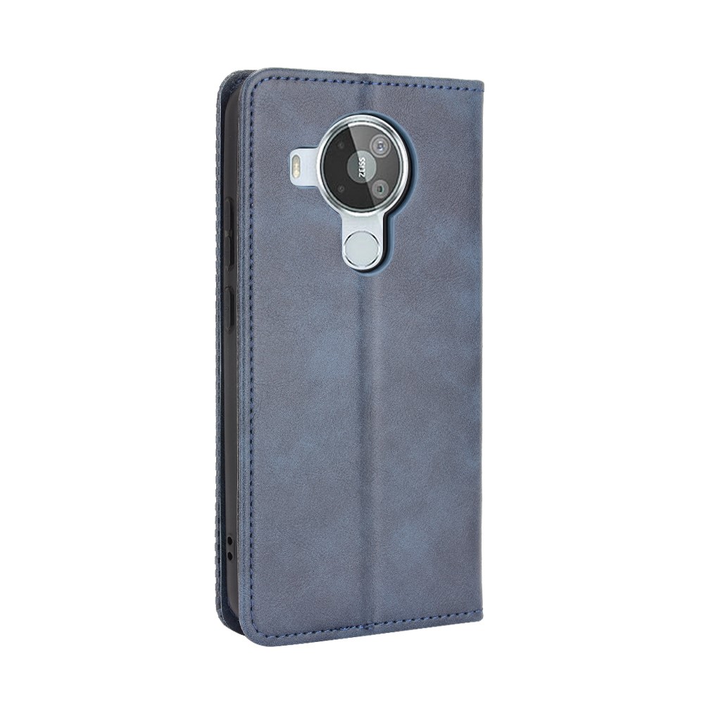 Magnetic Vintage Style Phone Case Wallet Stand Leather Cover for Nokia 7.3 - Blue-3