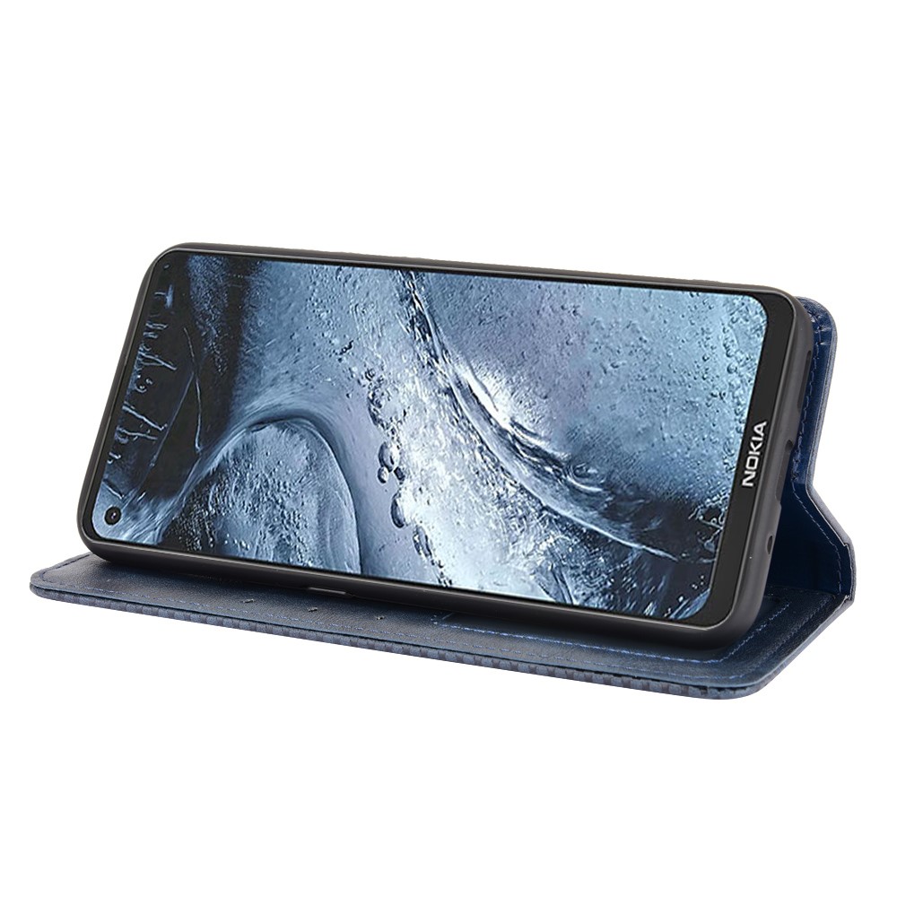Magnetic Vintage Style Phone Case Wallet Stand Leather Cover for Nokia 7.3 - Blue-6