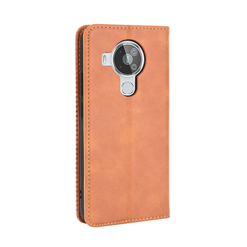 Magnetic Vintage Style Phone Case Wallet Stand Leather Cover for Nokia 7.3 - Brown-3