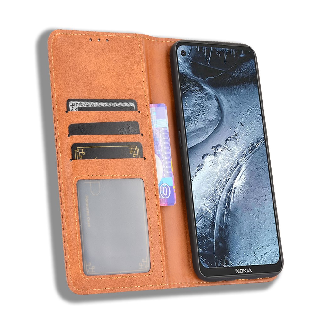 Magnetic Vintage Style Phone Case Wallet Stand Leather Cover for Nokia 7.3 - Brown-5