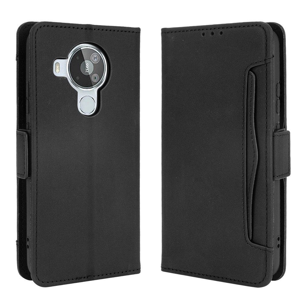 Leather Wallet Protective Case with Multiple Card Slots for Nokia 7.3 - Black-1