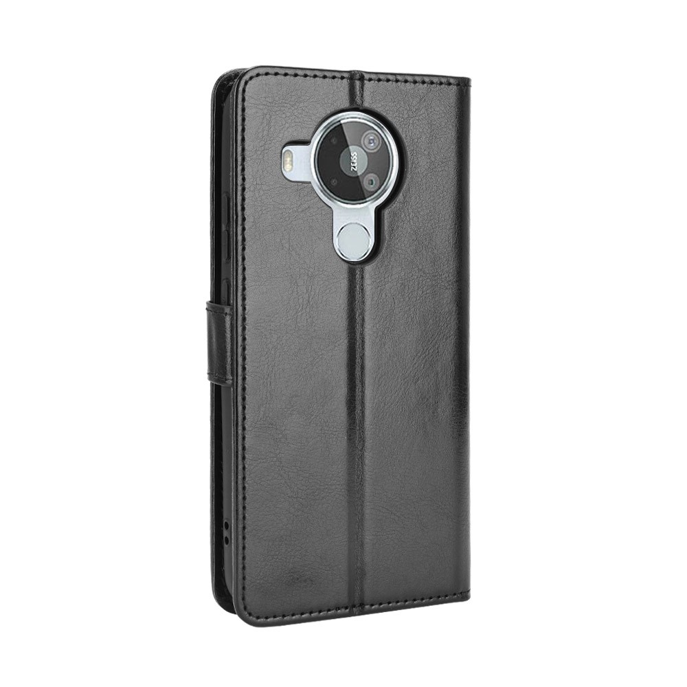 Crazy Horse Texture Wallet Design PU Leather Stand Protector Cover for Nokia 7.3 - Black-3