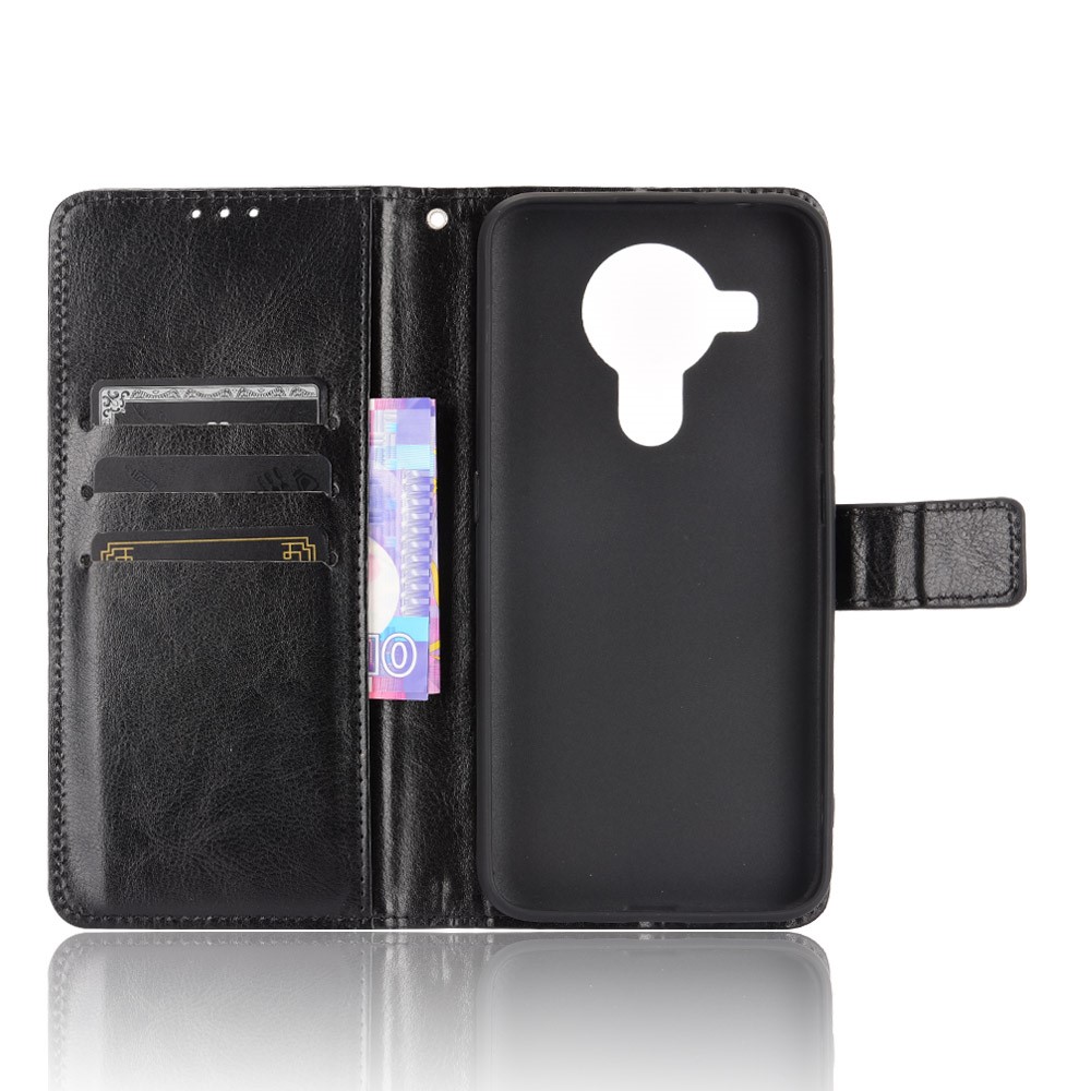 Crazy Horse Texture Wallet Design PU Leather Stand Protector Cover for Nokia 7.3 - Black-4