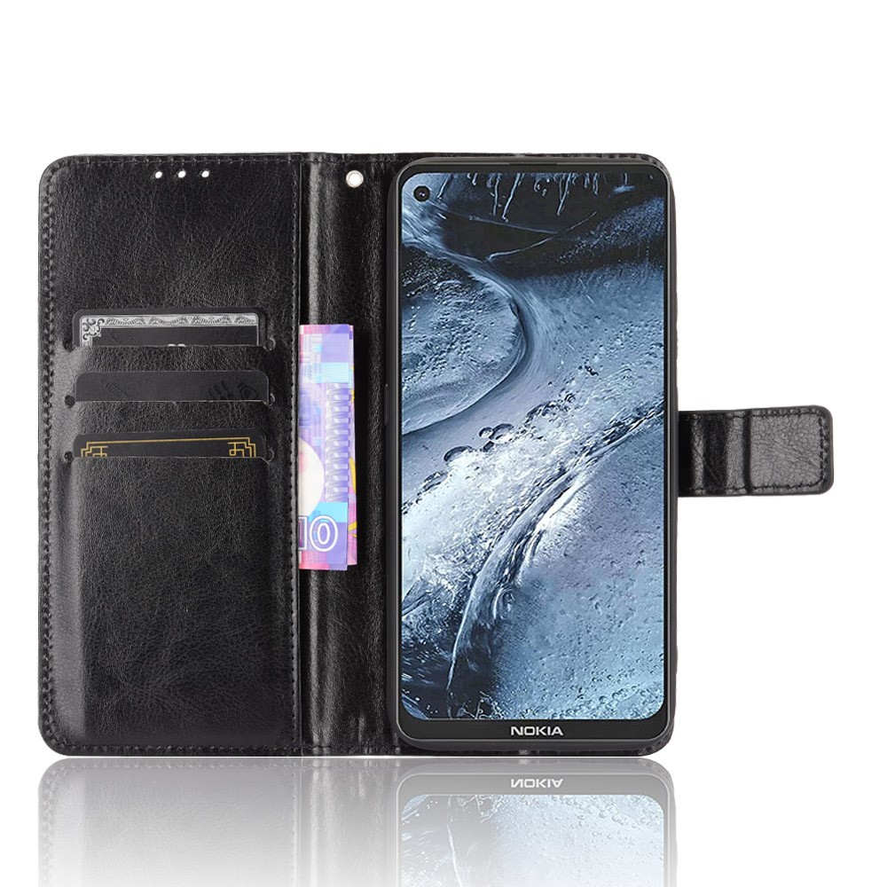Crazy Horse Texture Wallet Design PU Leather Stand Protector Cover for Nokia 7.3 - Black-5