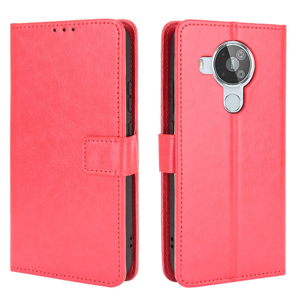 Crazy Horse Texture Wallet Design PU Leather Stand Protector Cover for Nokia 7.3 - Red-1