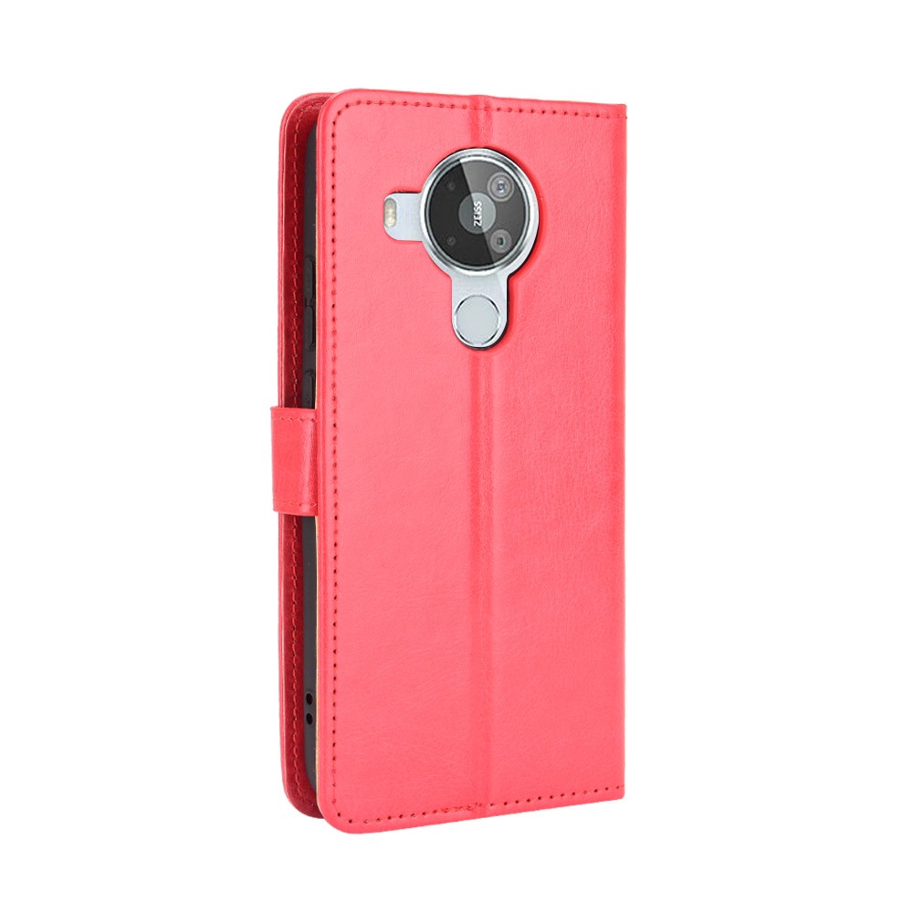 Crazy Horse Texture Wallet Design PU Leather Stand Protector Cover for Nokia 7.3 - Red-3