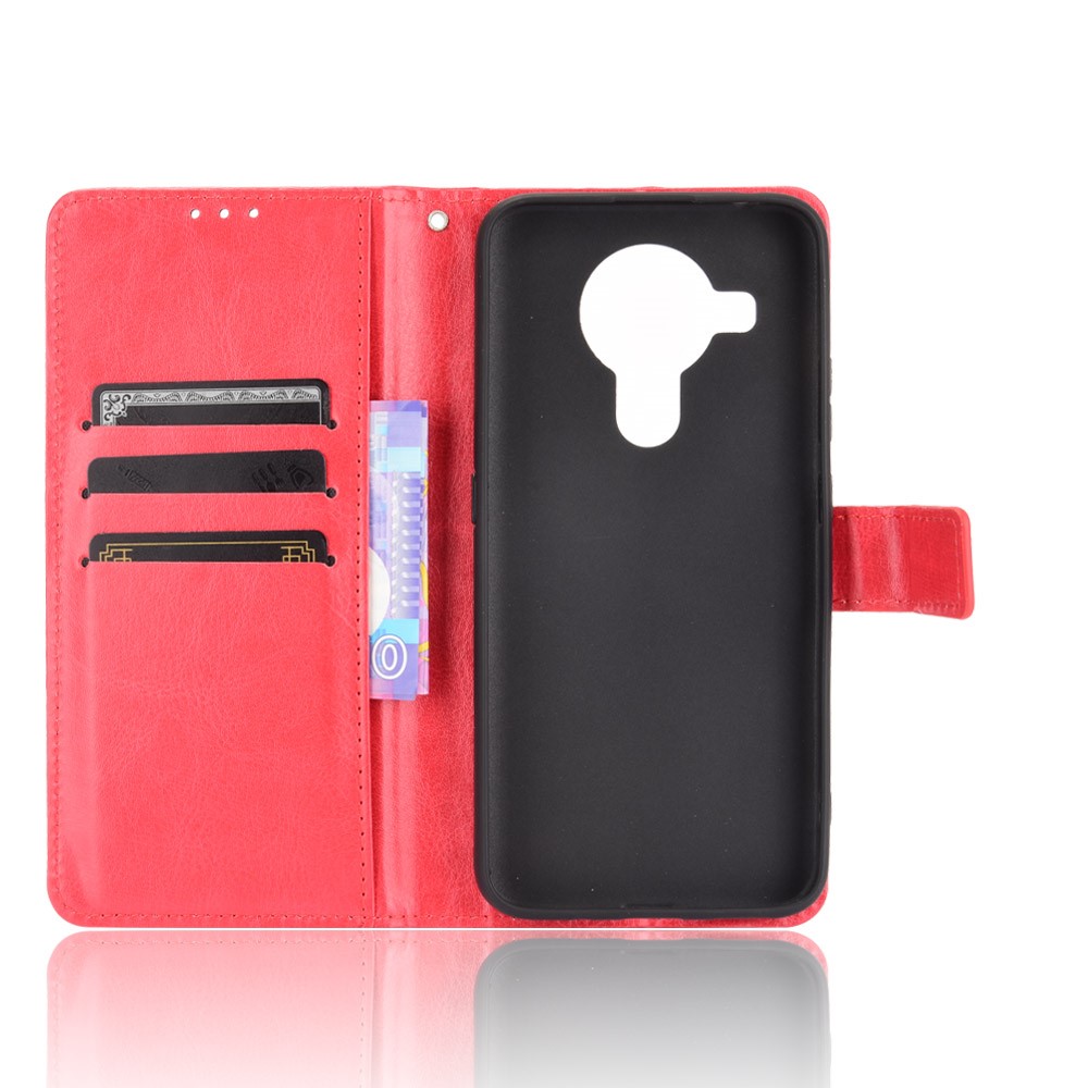 Crazy Horse Texture Wallet Design PU Leather Stand Protector Cover for Nokia 7.3 - Red-4