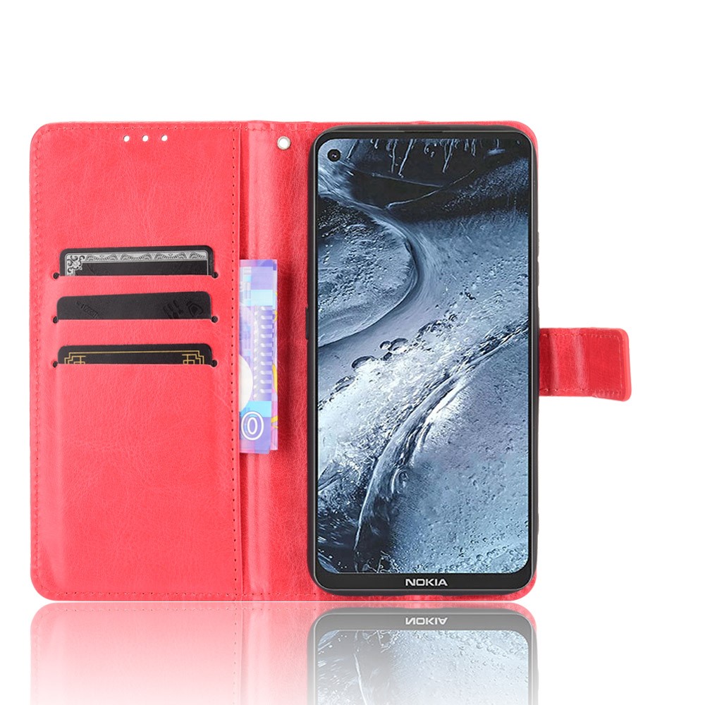 Crazy Horse Texture Wallet Design PU Leather Stand Protector Cover for Nokia 7.3 - Red-5
