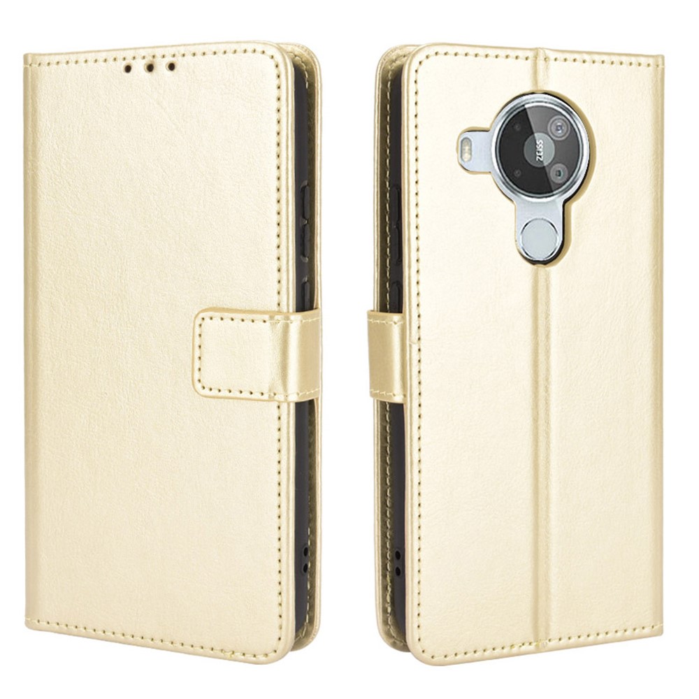 Crazy Horse Texture Wallet Design PU Leather Stand Protector Cover for Nokia 7.3 - Gold-1