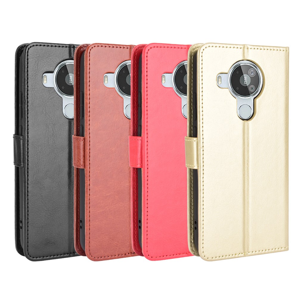 Crazy Horse Texture Wallet Design PU Leather Stand Protector Cover for Nokia 7.3 - Gold-10