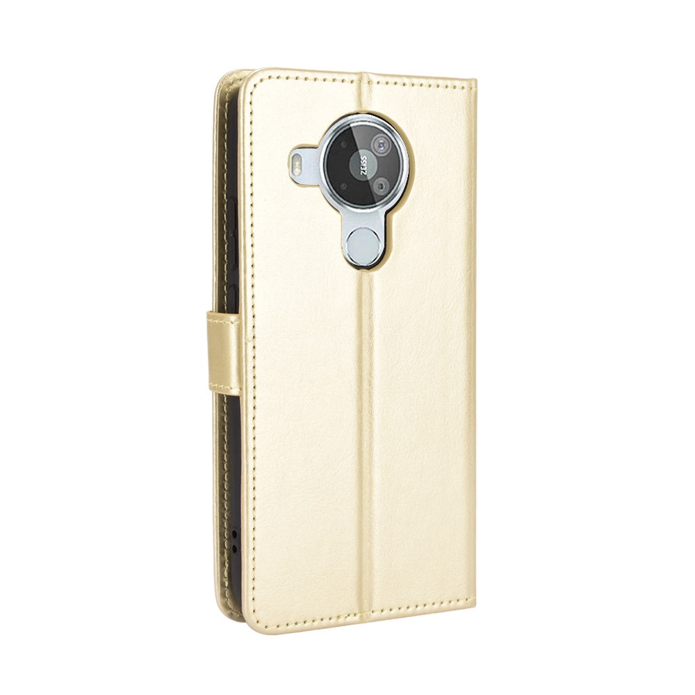 Crazy Horse Texture Wallet Design PU Leather Stand Protector Cover for Nokia 7.3 - Gold-3