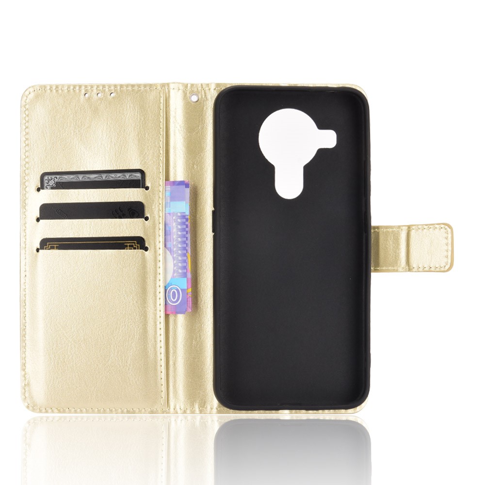 Crazy Horse Texture Wallet Design PU Leather Stand Protector Cover for Nokia 7.3 - Gold-4