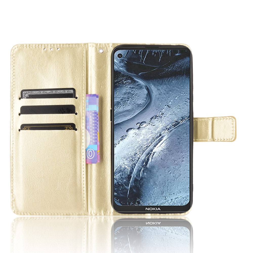 Crazy Horse Texture Wallet Design PU Leather Stand Protector Cover for Nokia 7.3 - Gold-5