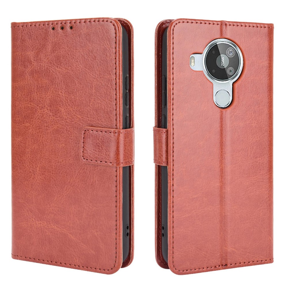 Crazy Horse Texture Wallet Design PU Leather Stand Protector Cover for Nokia 7.3 - Brown-1