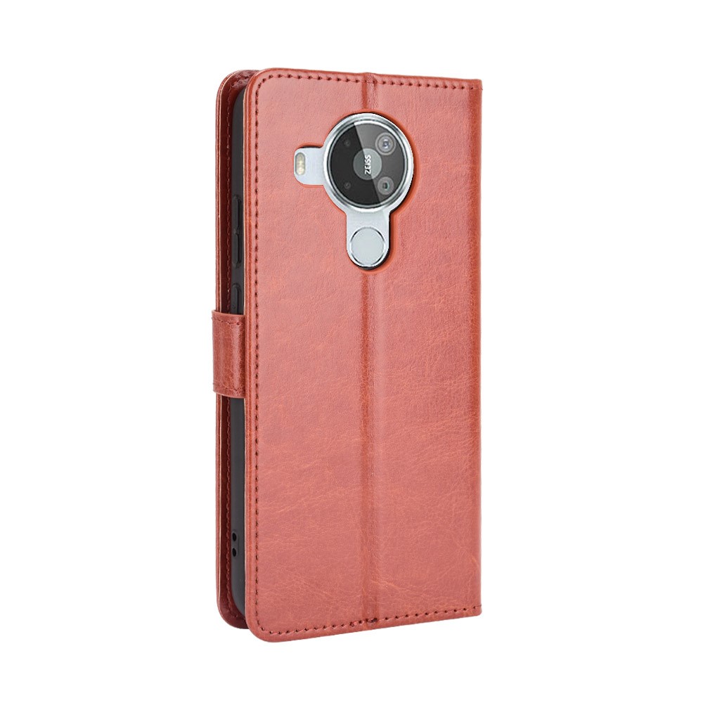 Crazy Horse Texture Wallet Design PU Leather Stand Protector Cover for Nokia 7.3 - Brown-3