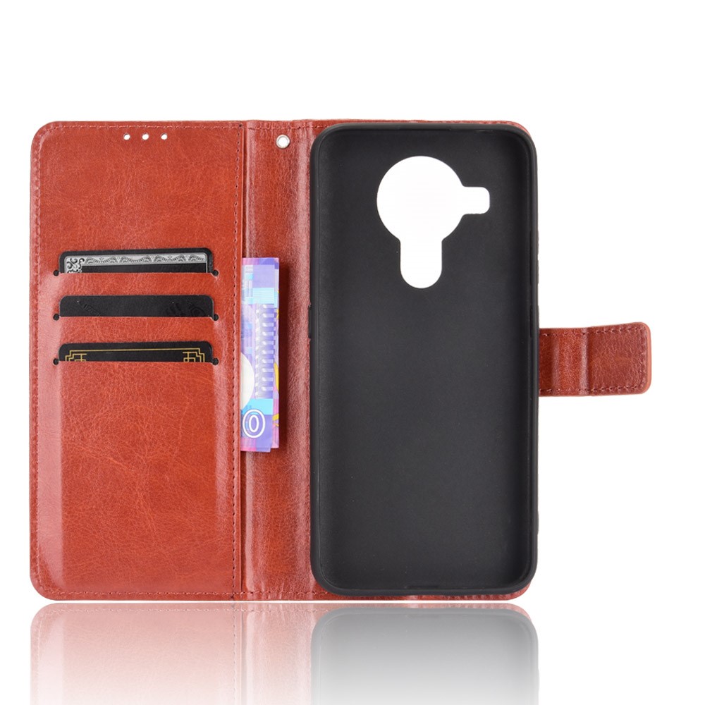 Crazy Horse Texture Wallet Design PU Leather Stand Protector Cover for Nokia 7.3 - Brown-4