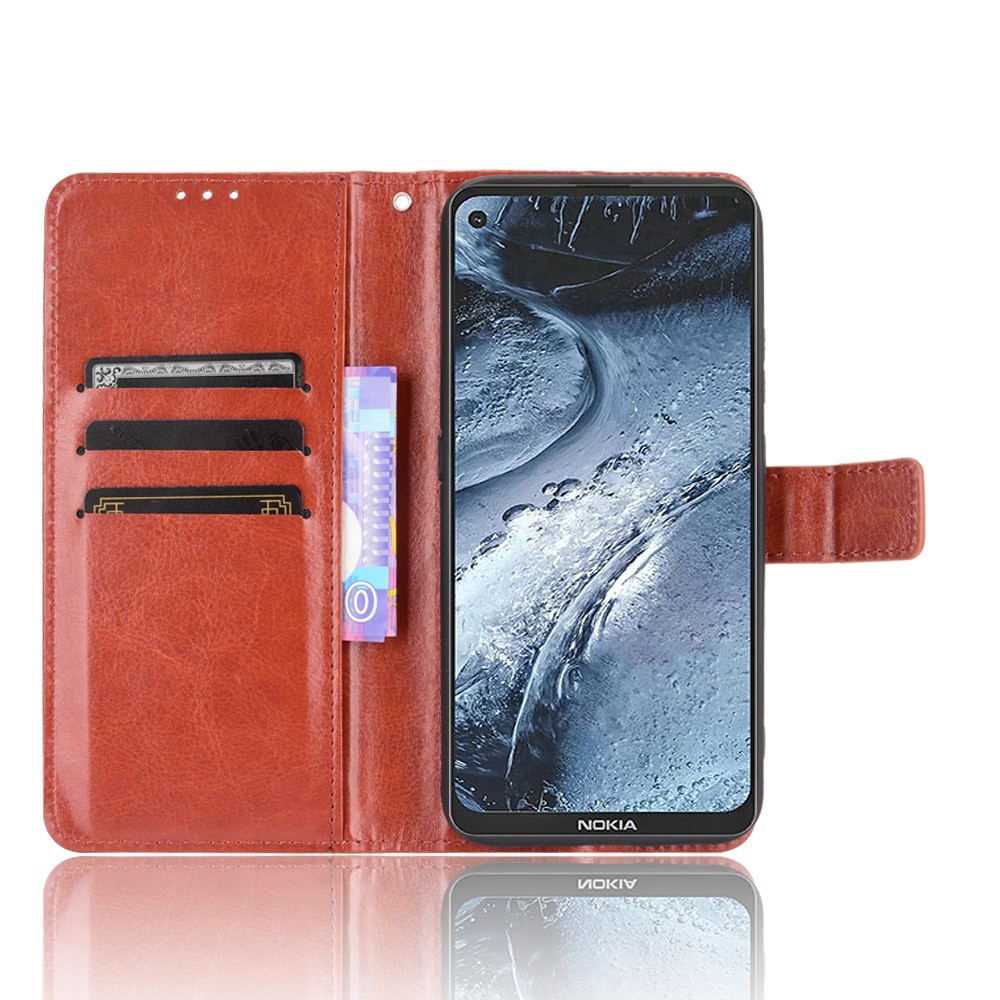 Crazy Horse Texture Wallet Design PU Leather Stand Protector Cover for Nokia 7.3 - Brown-5