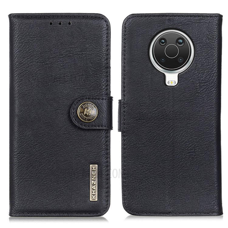 KHAZNEH Magnetic Buckle Design Wallet Stand PU Leather Phone Shell Case for Nokia 6.3 - Black-1