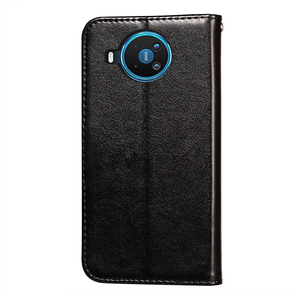Dual-sided Magnetic Clasp Leather Wallet Stand Phone Case Shell for Nokia 8.3 5G - Black-7