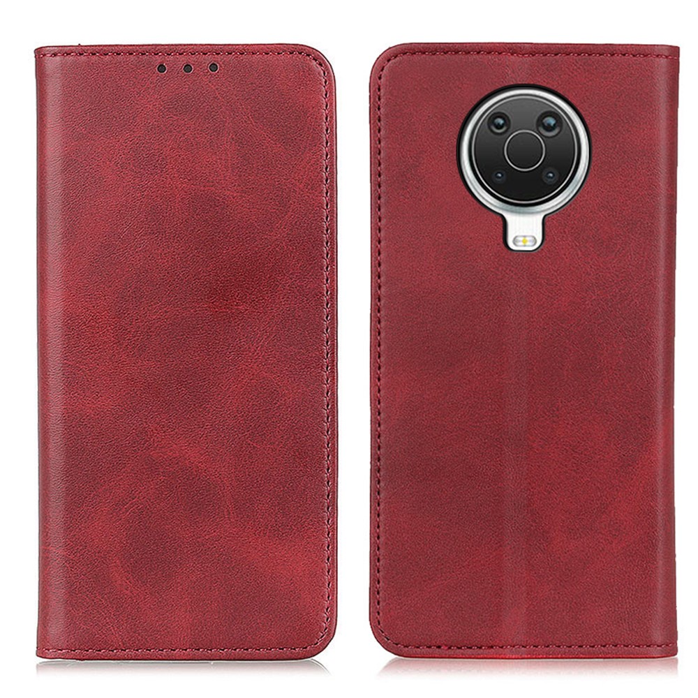 Magnetic Closure Split Leather Wallet Stand Phone Cover for Nokia 6.3 - Red-1