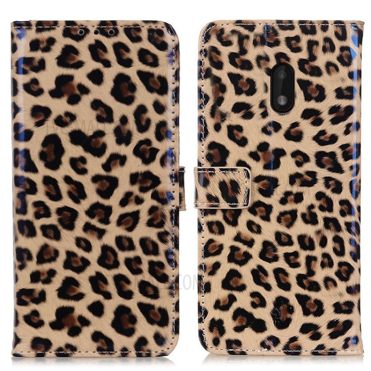 Leopard Pattern Leather Wallet Stand Case Cover for Nokia C1 Plus-1