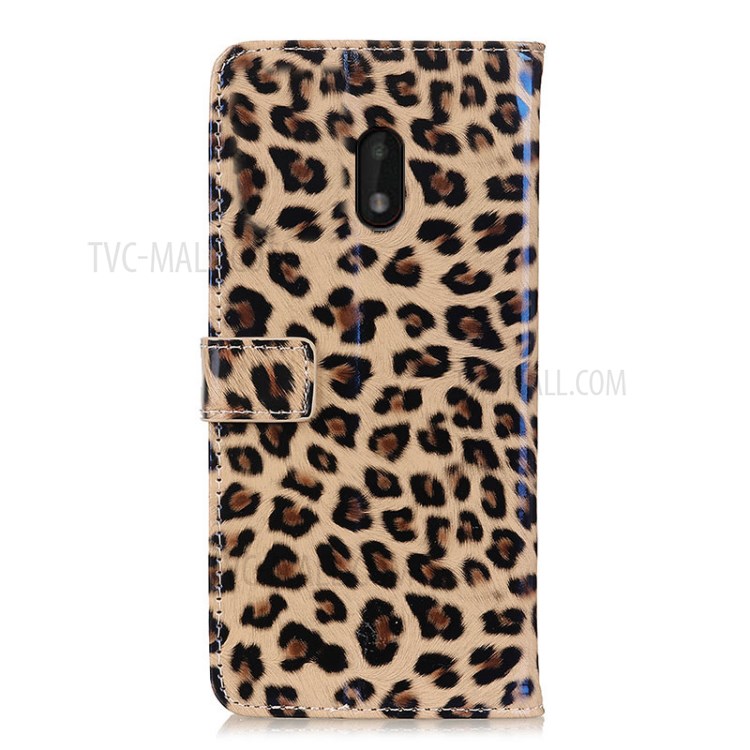 Leopard Pattern Leather Wallet Stand Case Cover for Nokia C1 Plus-2