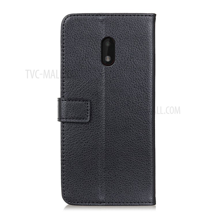 Auto Magnet Suction Design Litchi Texture Split Leather Wallet Stand Cover Case for Nokia C1 Plus - Black-2