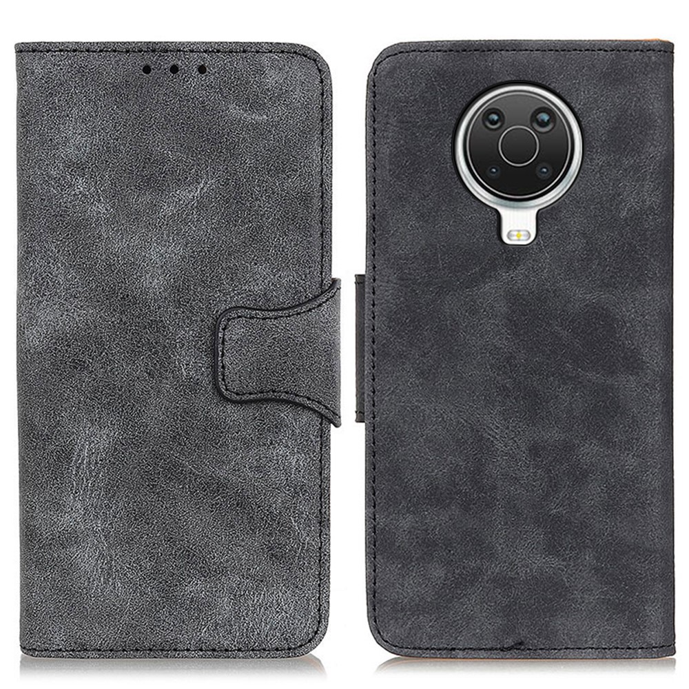Wallet Design Retro Style Split Leather Stand Phone Case for Nokia 6.3 - Grey-1