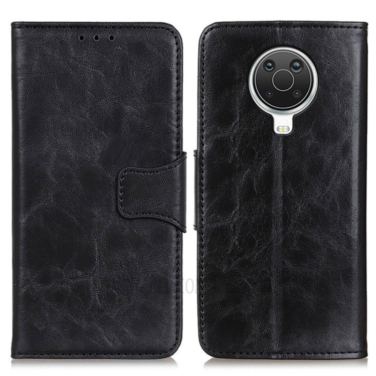 Crazy Horse Wallet Leather Stand Case for Nokia 6.3 - Black-1