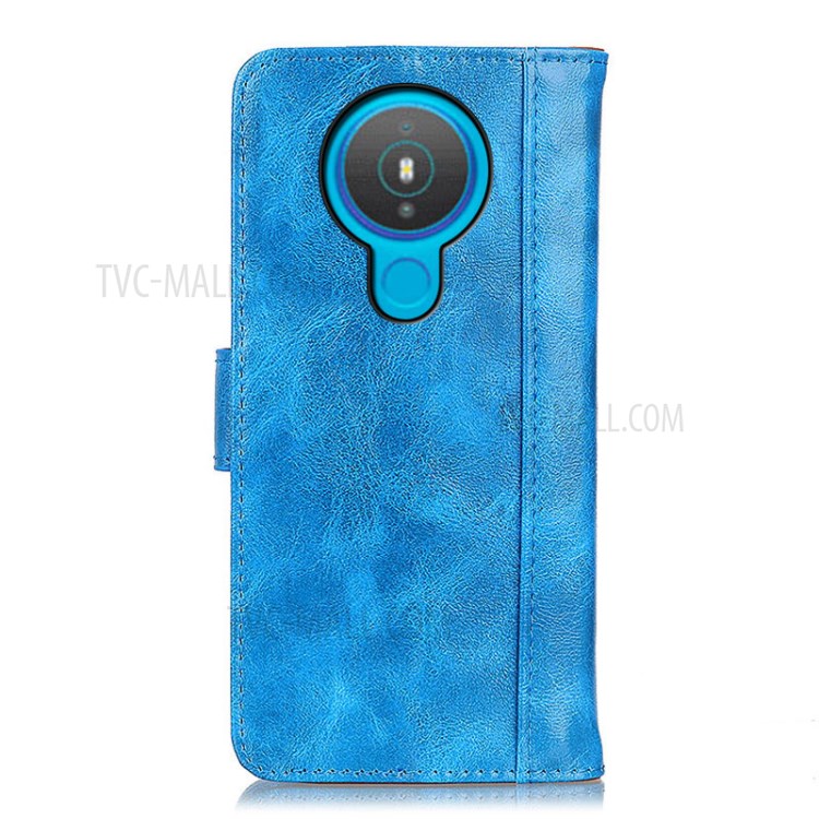 Crazy Horse Wallet Leather Stand Case for Nokia 1.4 - Blue-3