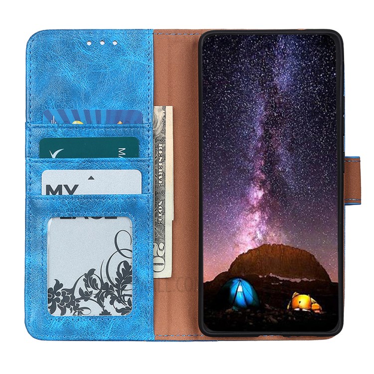 Crazy Horse Wallet Leather Stand Case for Nokia 1.4 - Blue-4