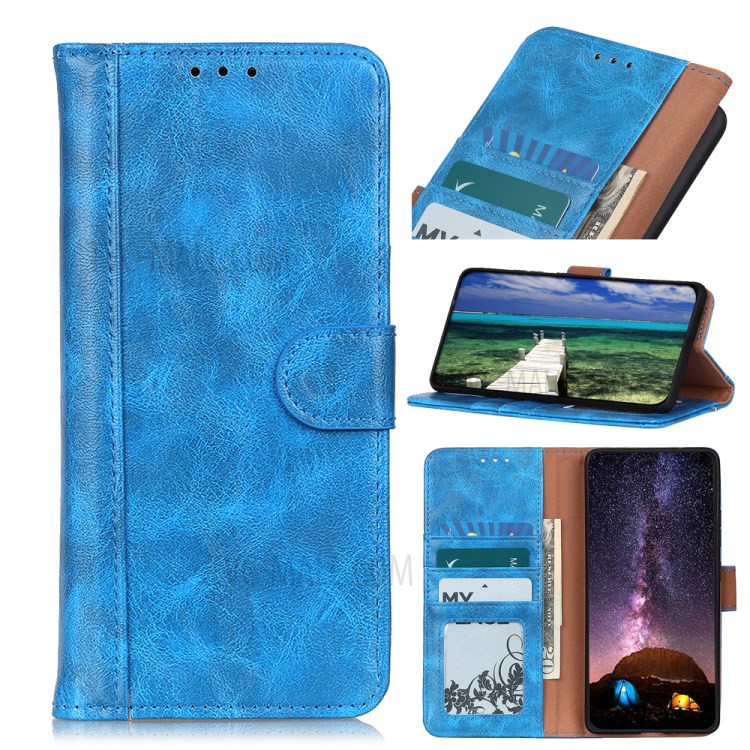 Crazy Horse Wallet Leather Stand Case for Nokia 1.4 - Blue-9