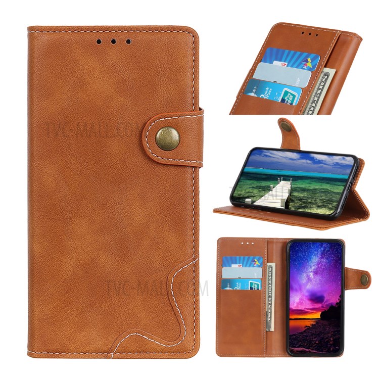 S-shape Textured Leather Wallet Case for Nokia 1.4 - Brown-11