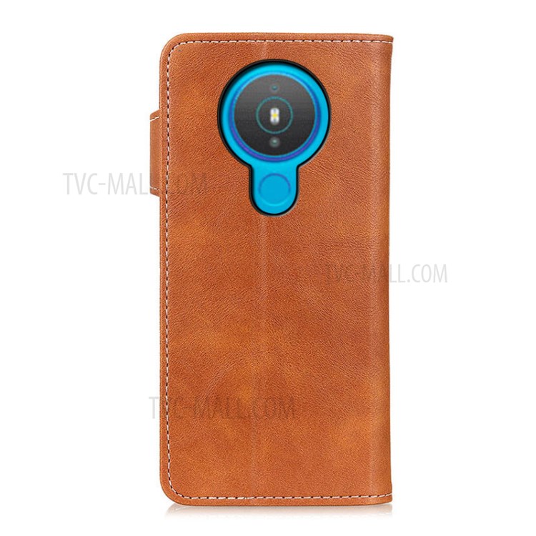 S-shape Textured Leather Wallet Case for Nokia 1.4 - Brown-3
