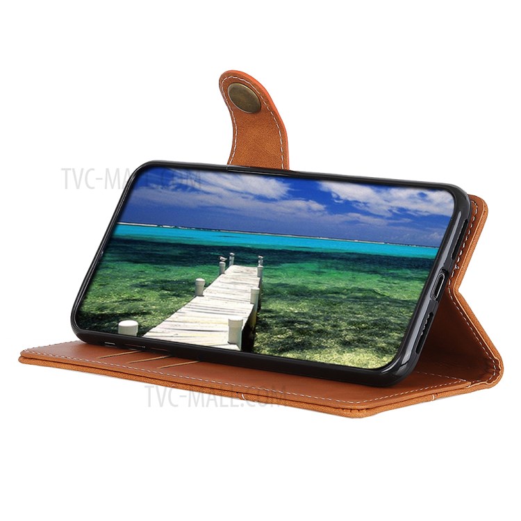 S-shape Textured Leather Wallet Case for Nokia 1.4 - Brown-6