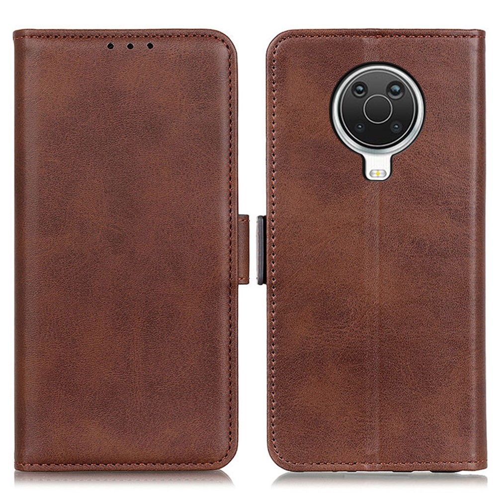 Magnetic Double Clasp Leather Wallet Case for Nokia 6.3 - Coffee-1