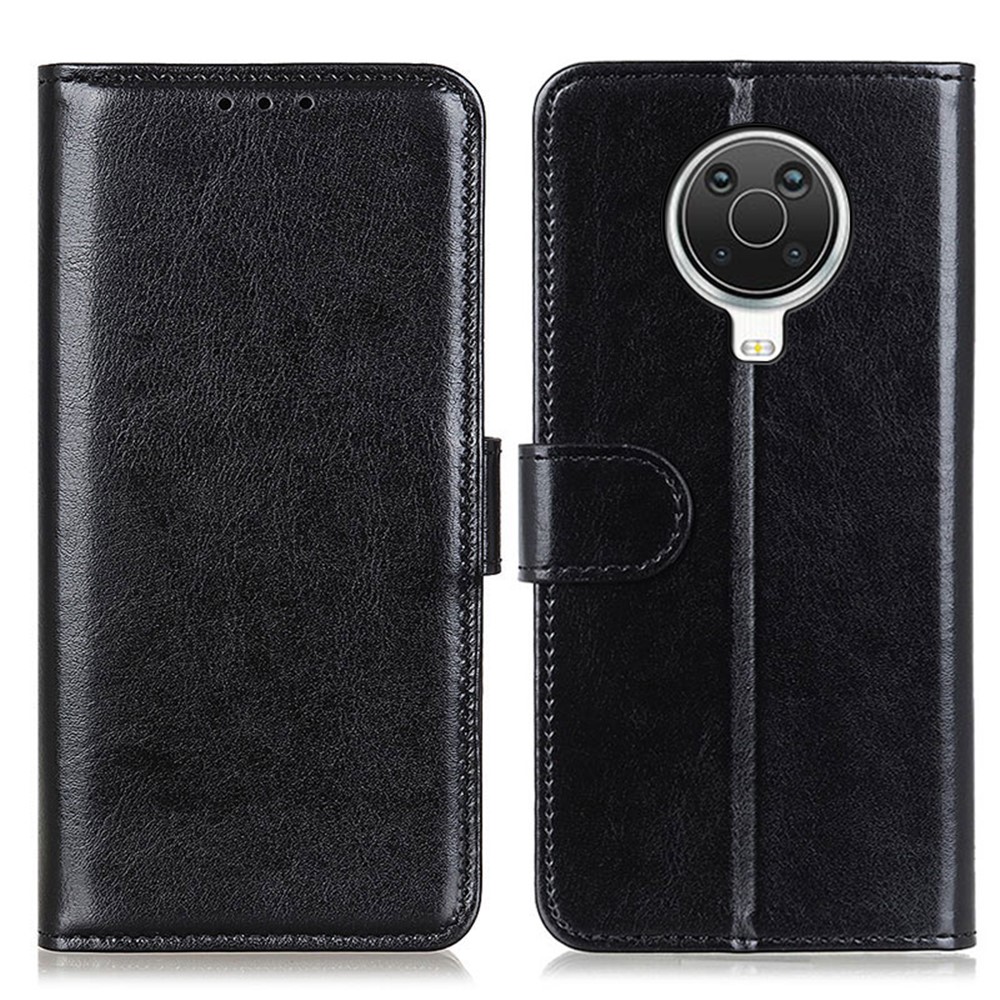 Crazy Horse Leather Wallet Stand Case Shell for Nokia 6.3 - Black-1