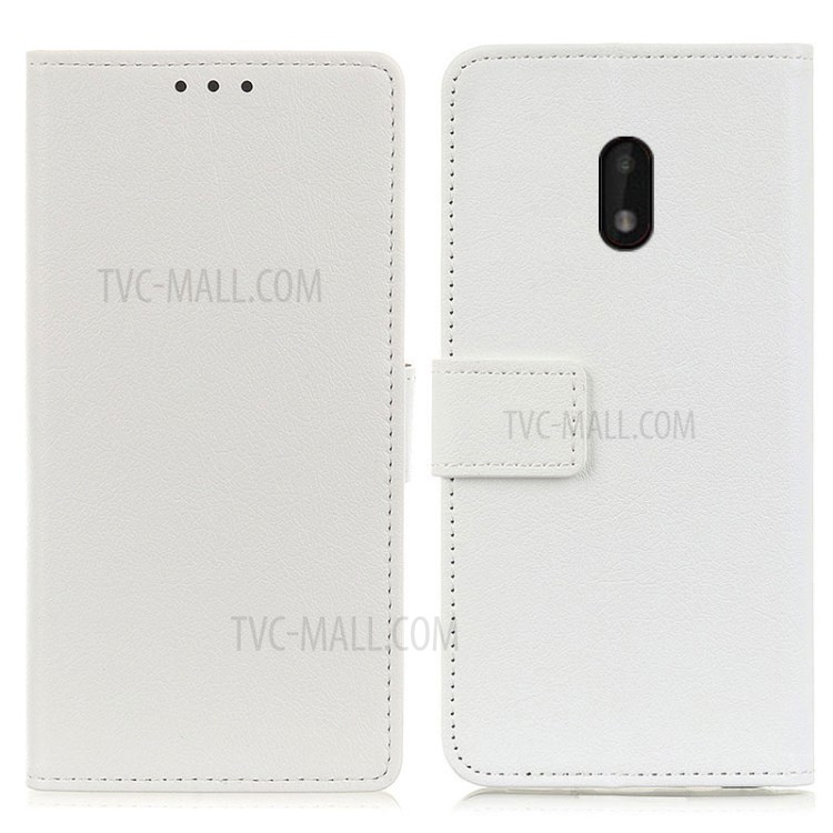 Wallet Leather Stand Case Shell for Nokia C1 Plus - White-1