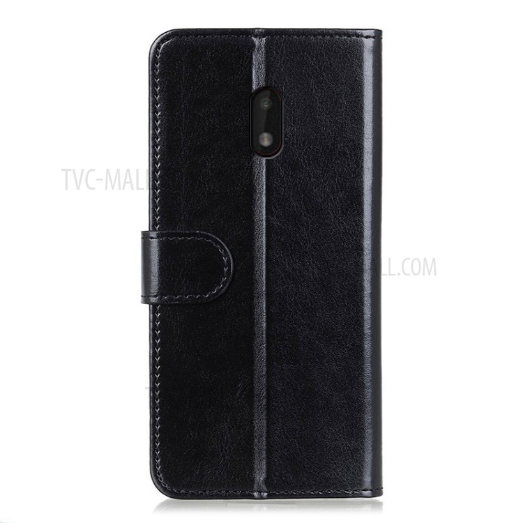 Crazy Horse Leather Wallet Stand Shell for Nokia C1 Plus - Black-5