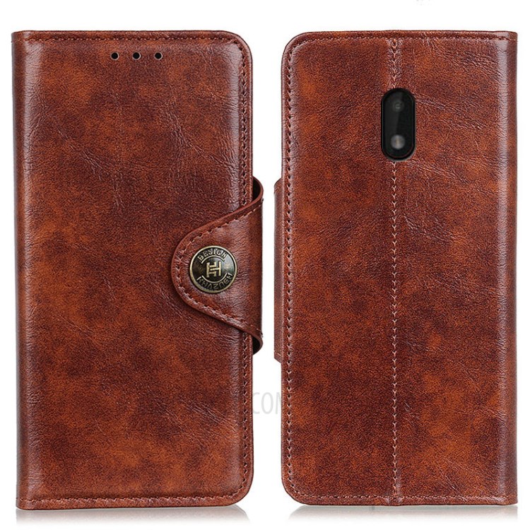 Wallet Leather Stand Case for Nokia C1 Plus - Brown-1