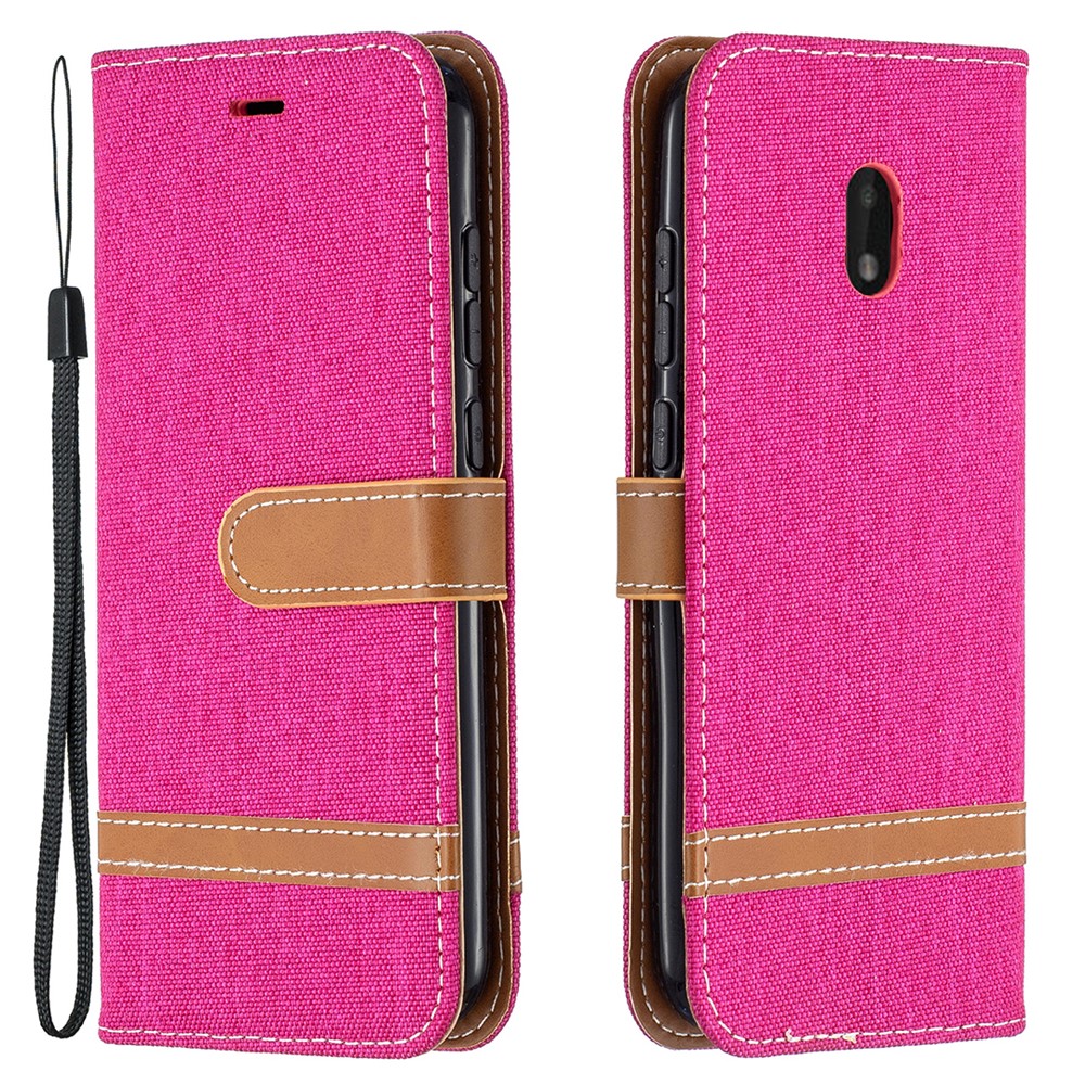 Assorted Color Jeans Cloth Leather Wallet Case for Nokia C1 Plus - Rose-1
