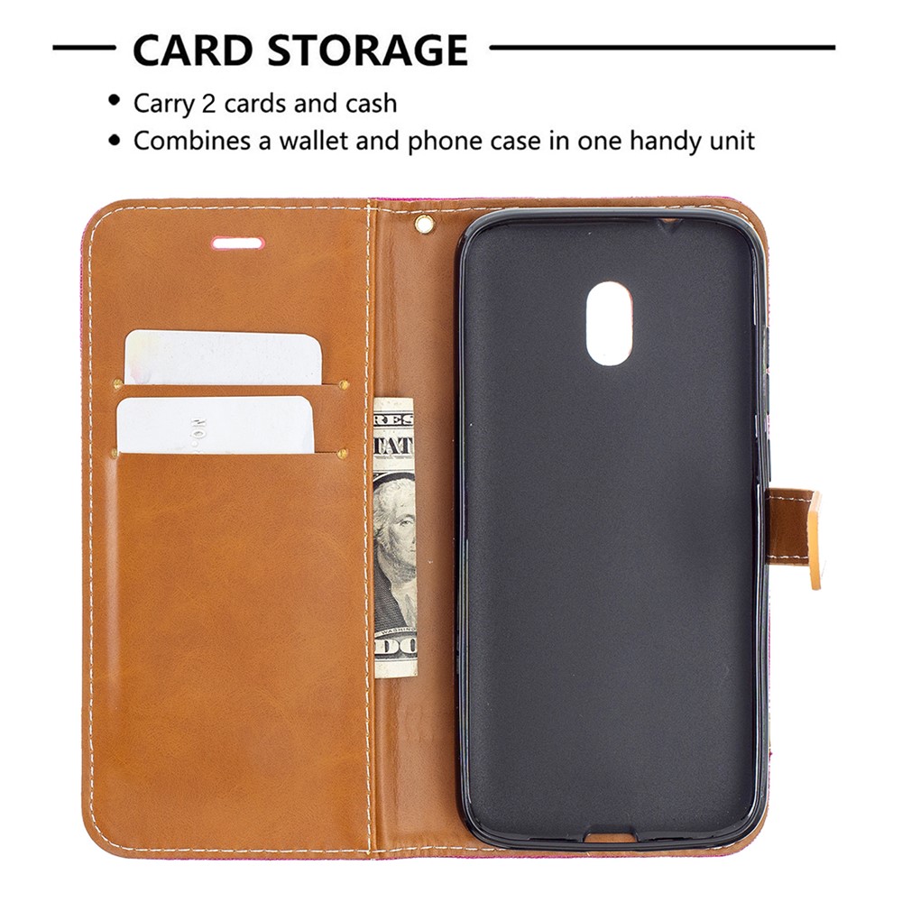 Assorted Color Jeans Cloth Leather Wallet Case for Nokia C1 Plus - Rose-4