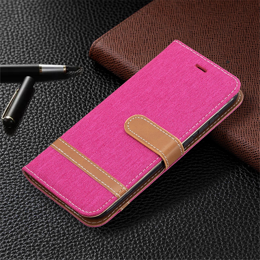 Assorted Color Jeans Cloth Leather Wallet Case for Nokia C1 Plus - Rose-5