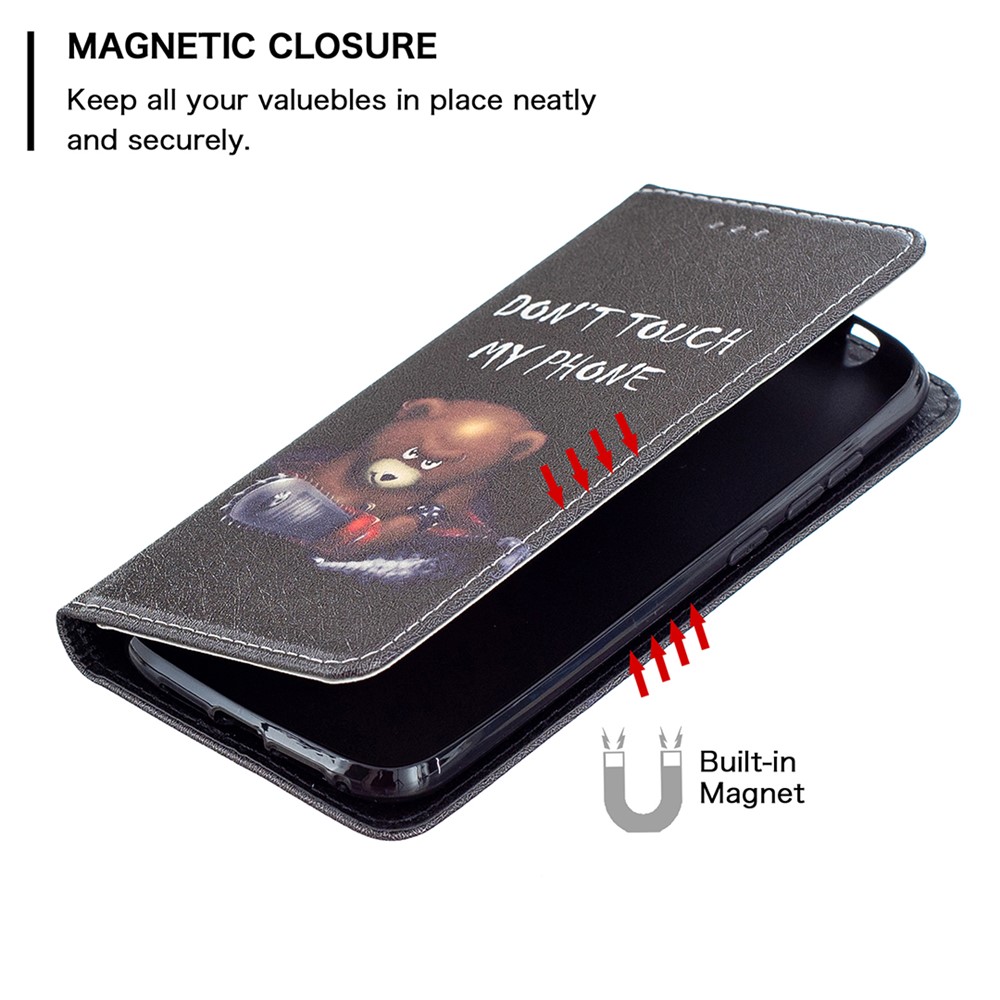 Magnetic Closure Stylish Patterned PU Leather Stand Case for Nokia C1 Plus - Bear-3