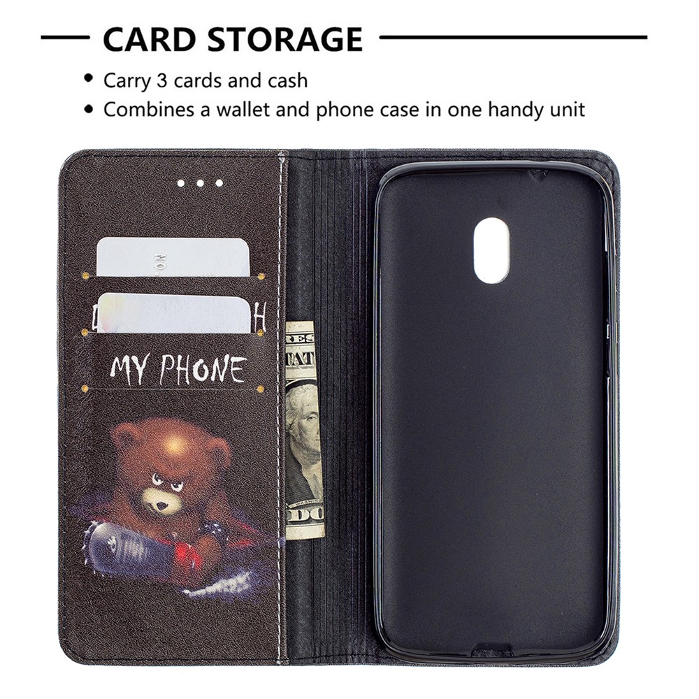 Magnetic Closure Stylish Patterned PU Leather Stand Case for Nokia C1 Plus - Bear-4