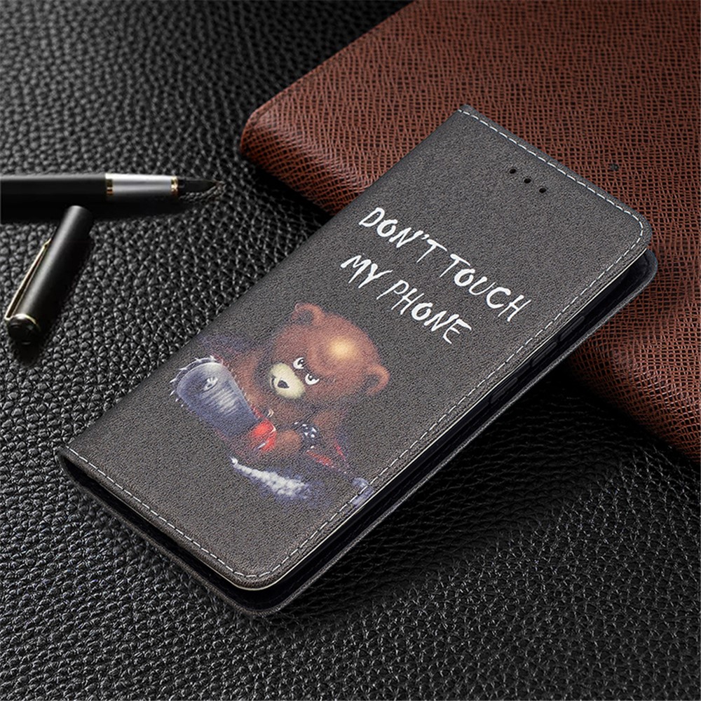 Magnetic Closure Stylish Patterned PU Leather Stand Case for Nokia C1 Plus - Bear-5