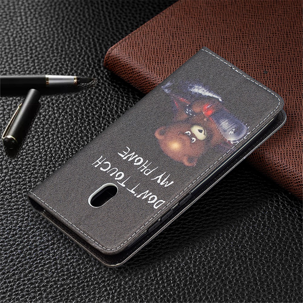 Magnetic Closure Stylish Patterned PU Leather Stand Case for Nokia C1 Plus - Bear-6